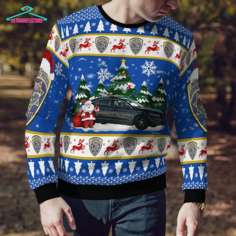 Montana Highway Patrol Ford Taurus 2016 3D Christmas Sweater - Good click