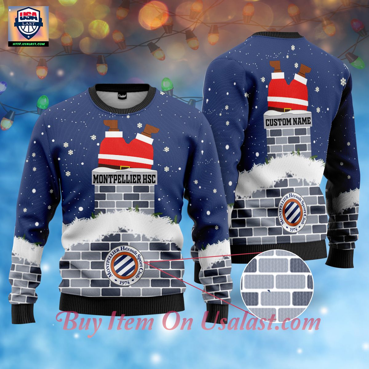 Montpellier HSC Santa Claus Custom Name Ugly Christmas Sweater - You look lazy