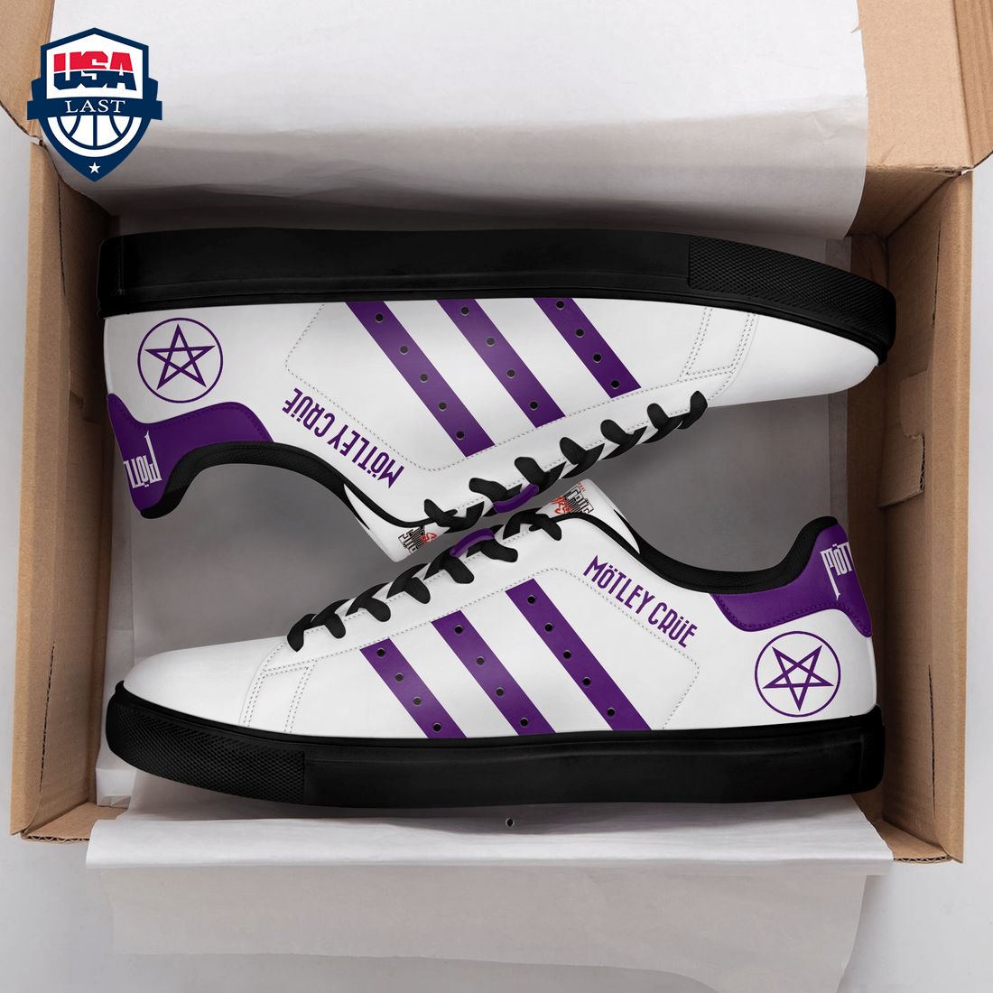 Motley Crue Purple Stripes Style 2 Stan Smith Low Top Shoes - Unique and sober