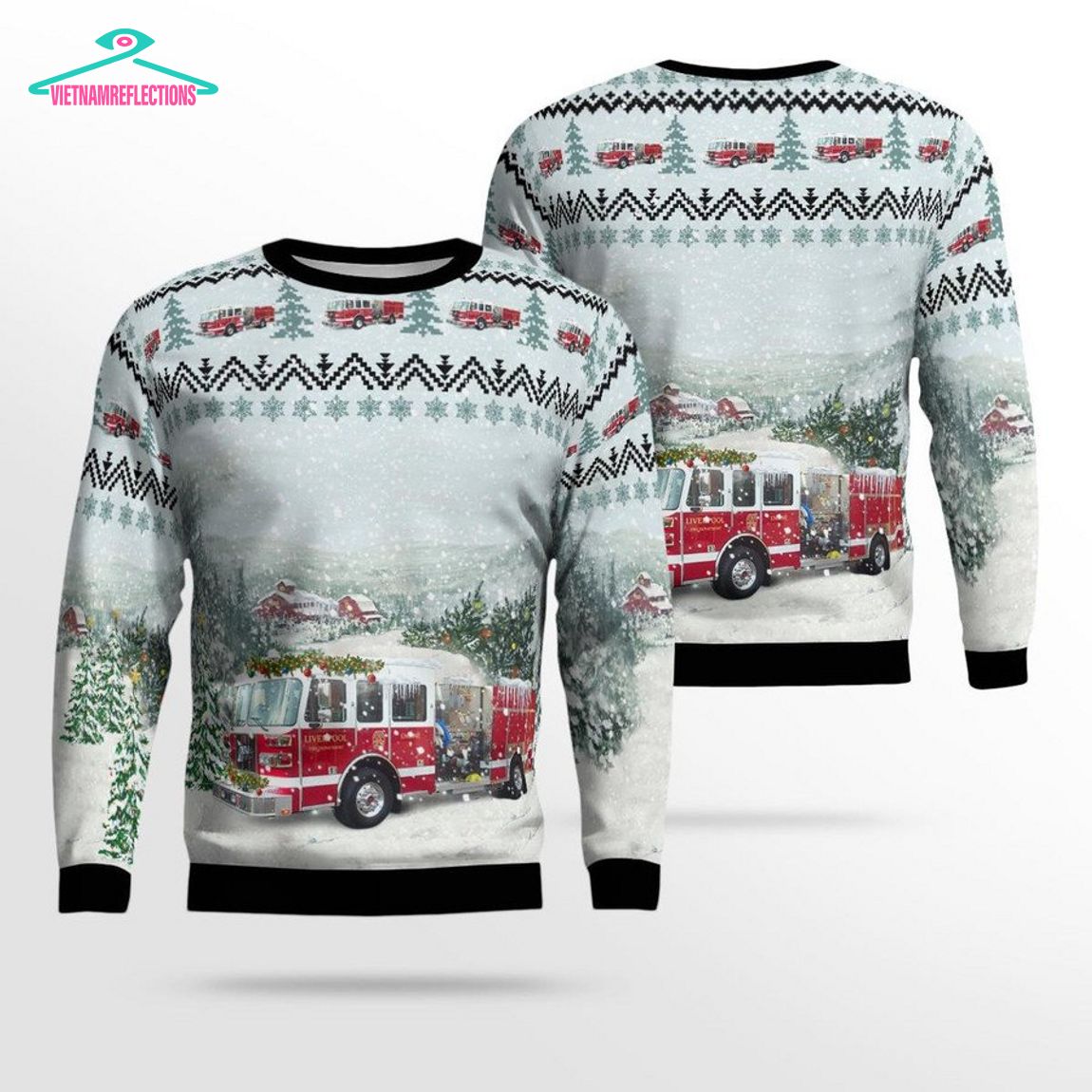 New York Liverpool Fire Department 3D Christmas Sweater - Awesome Pic guys