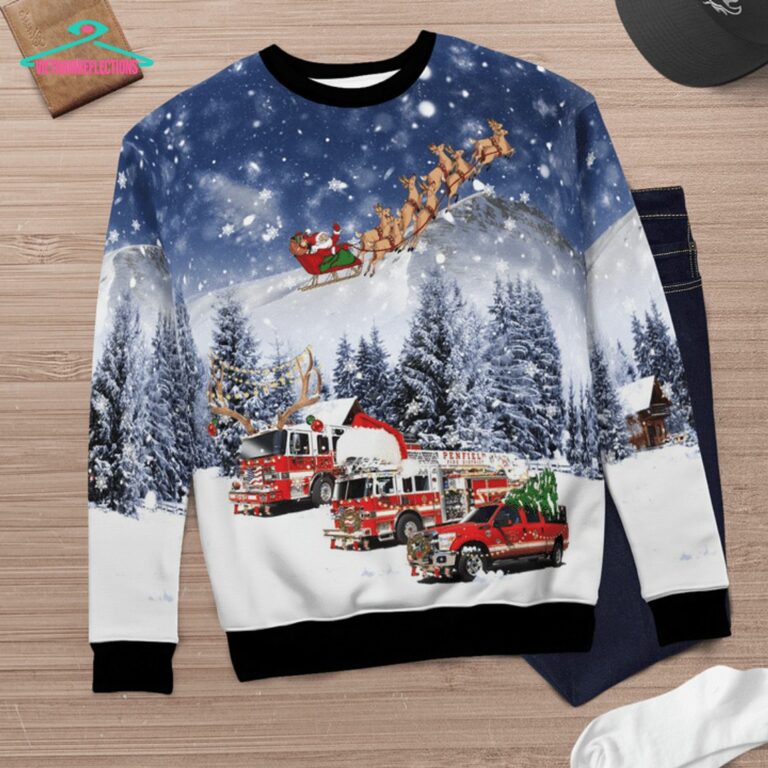 New York Penfield Fire Company 3D Christmas Sweater - Rocking picture