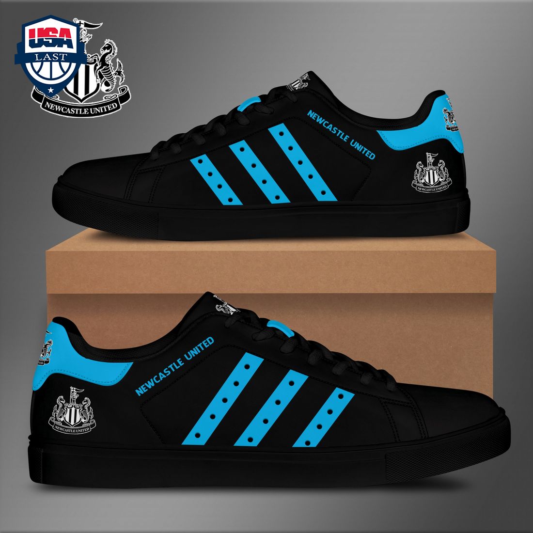 Newcastle United FC Aqua Blue Stripes Stan Smith Low Top Shoes