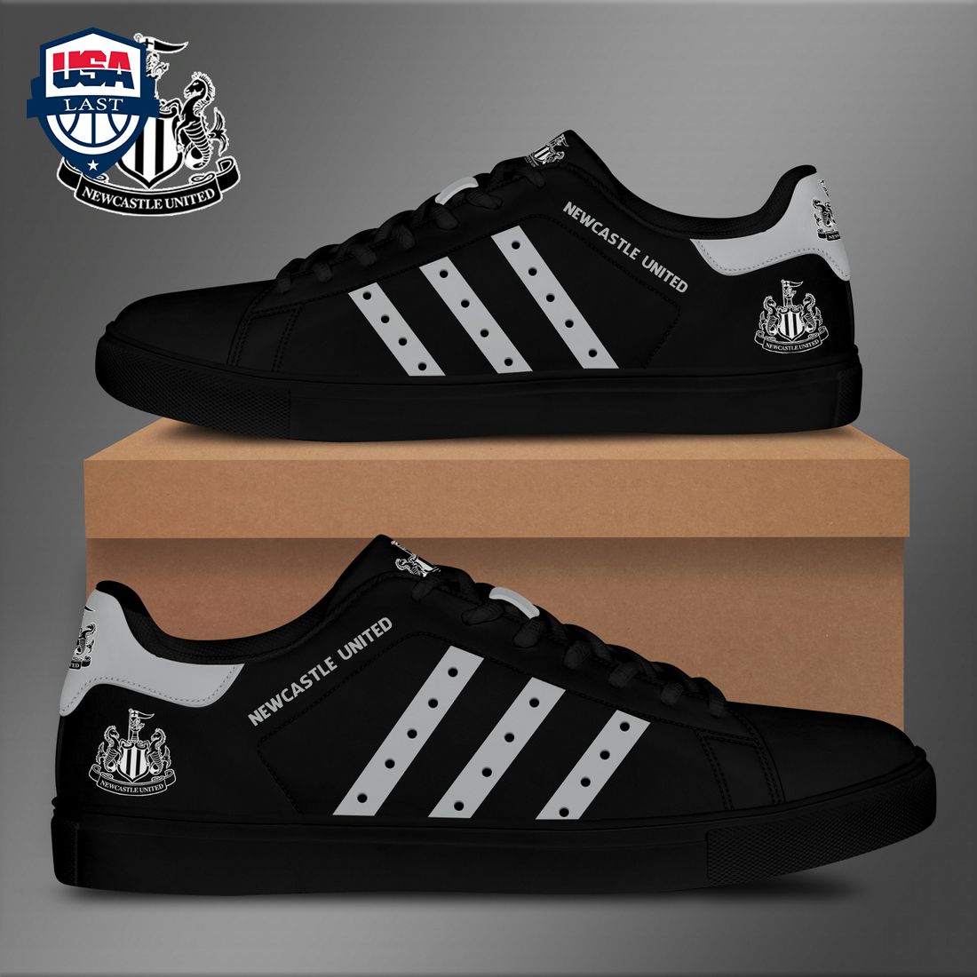 Newcastle United FC Grey Stripes Stan Smith Low Top Shoes