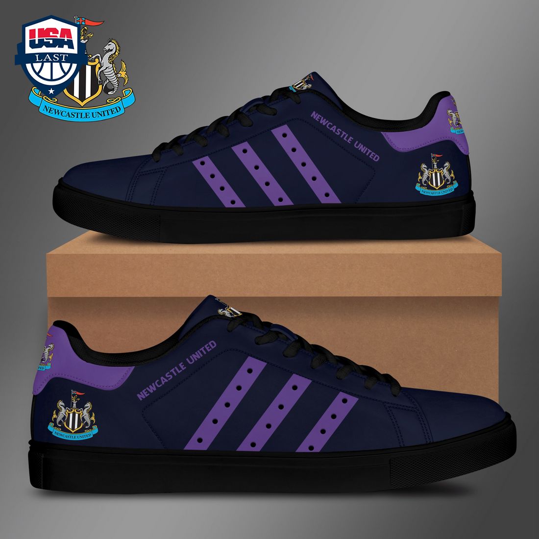 Newcastle United FC Purple Stripes Stan Smith Low Top Shoes