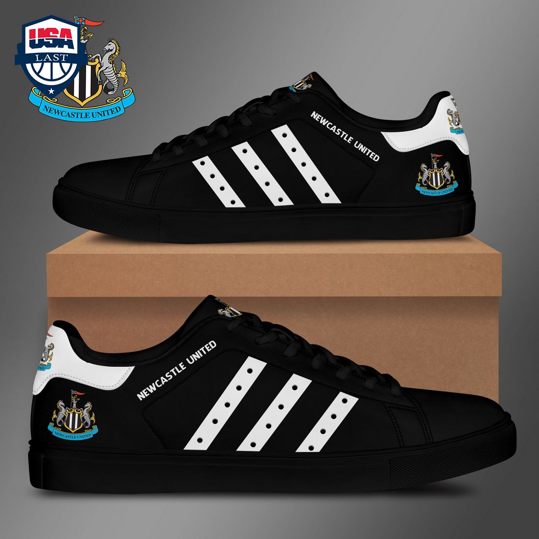 Newcastle United FC White Stripes Style 2 Stan Smith Low Top Shoes