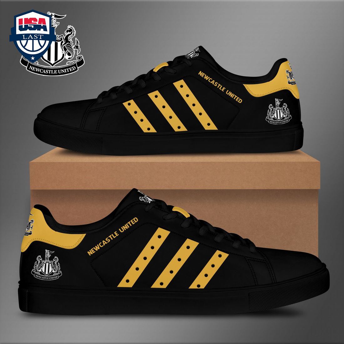 Newcastle United FC Yellow Stripes Stan Smith Low Top Shoes