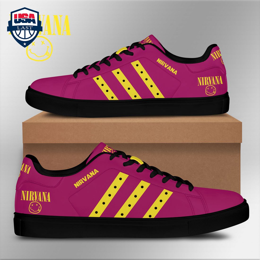 Nirvana Yellow Stripes Style 2 Stan Smith Low Top Shoes - Out of the world