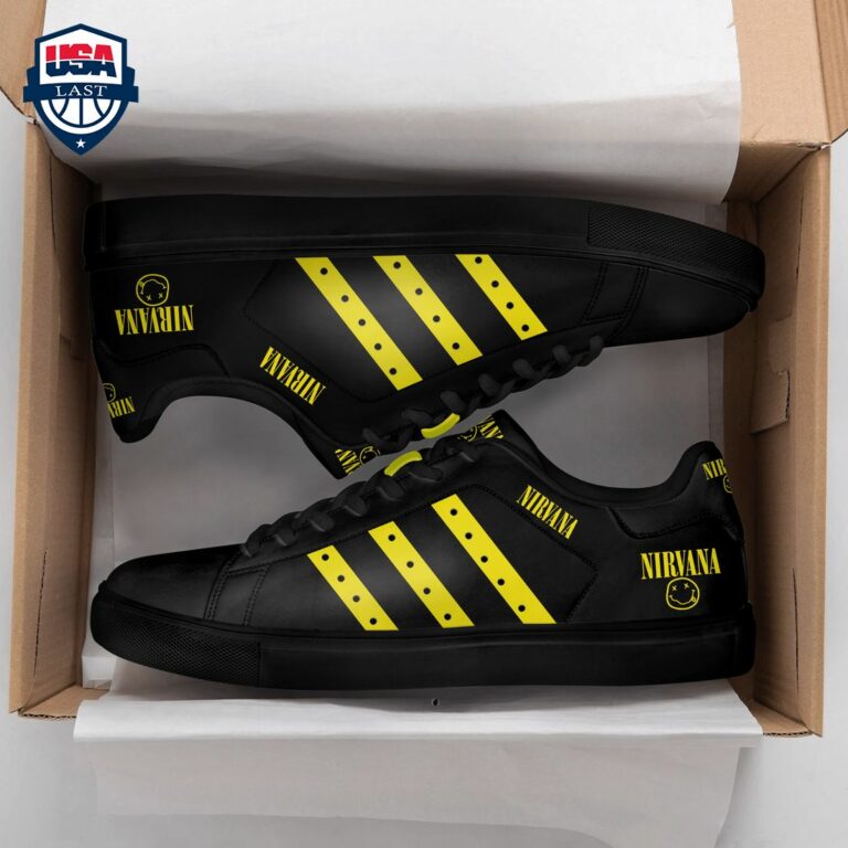 Nirvana Yellow Stripes Style 3 Stan Smith Low Top Shoes - Cutting dash