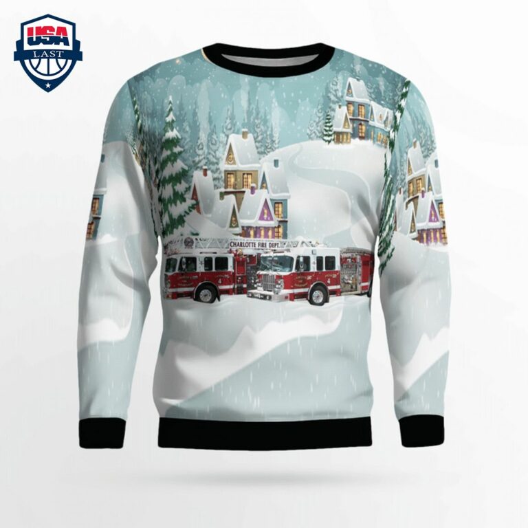 North Carolina Charlotte Fire Department 3D Christmas Sweater - Wow, cute pie
