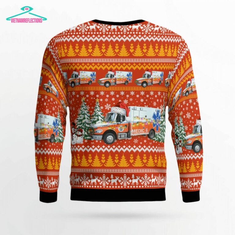North Carolina Orange EMS 3D Christmas Sweater - Generous look