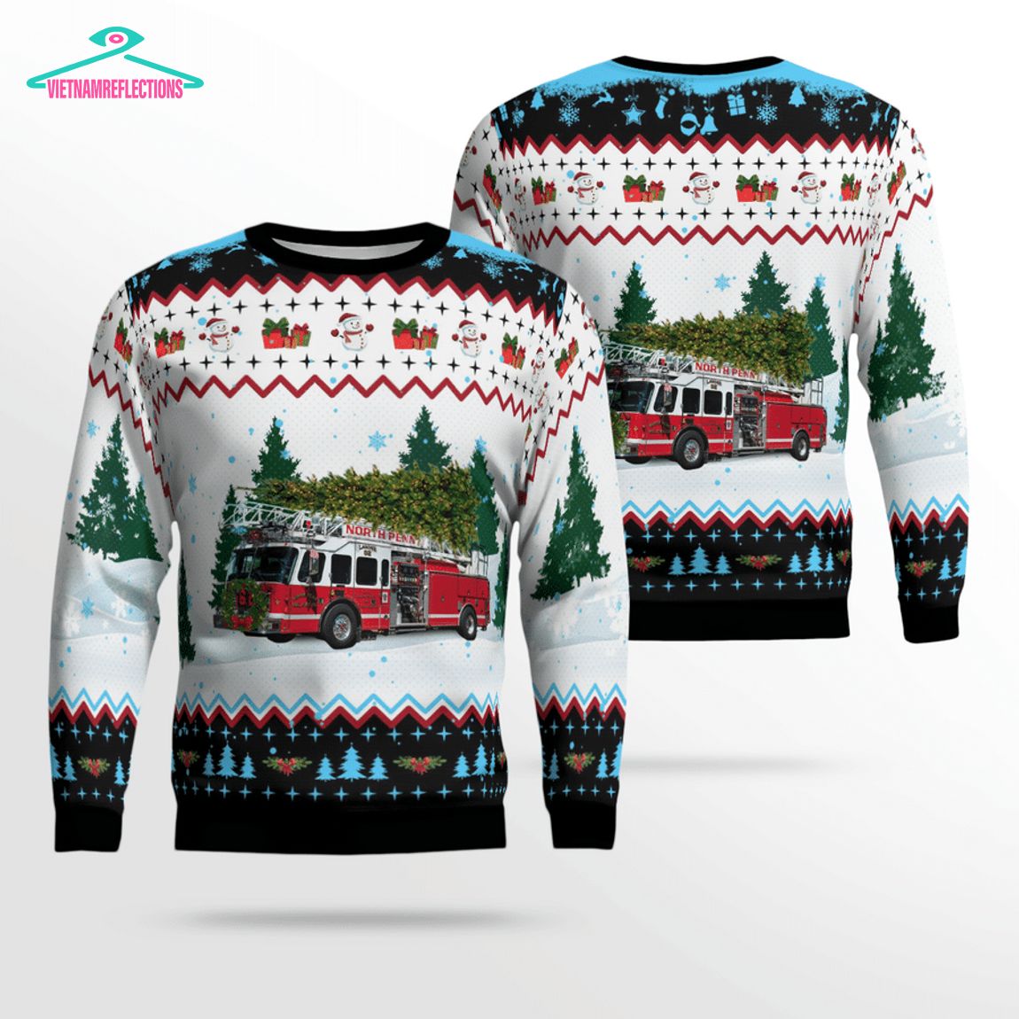 North Penn Volunteer Fire Company 3D Christmas Sweater - Sizzling