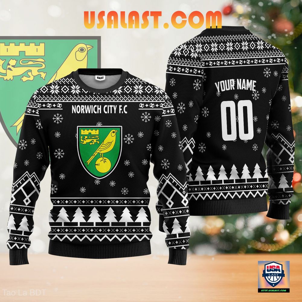 Discount Norwich City F.C Ugly Christmas Sweater Black Version