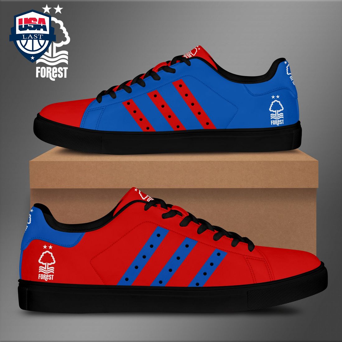 Nottingham Forest FC Red Blue Stripes Stan Smith Low Top Shoes