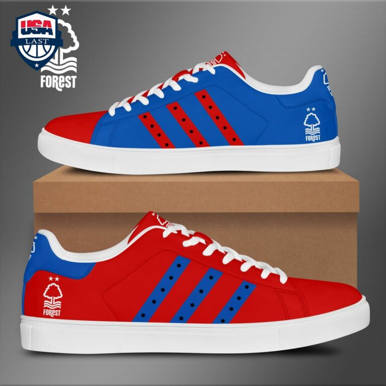 Nottingham Forest FC Red Blue Stripes Stan Smith Low Top Shoes - Generous look