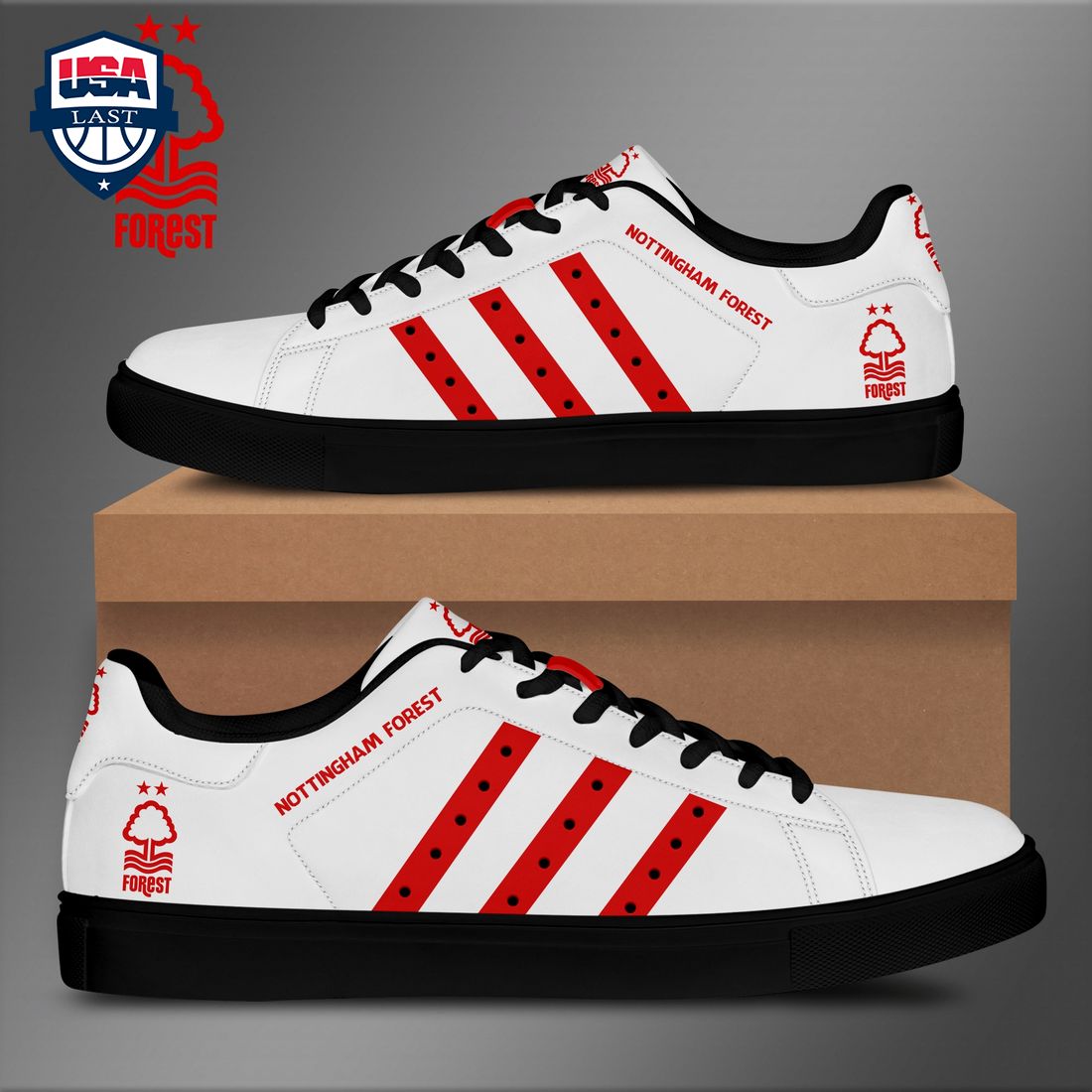 Nottingham Forest FC Red Stripes Style 2 Stan Smith Low Top Shoes