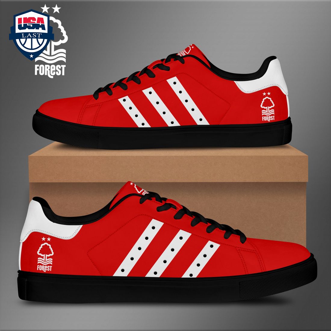 Nottingham Forest FC White Stripes Stan Smith Low Top Shoes