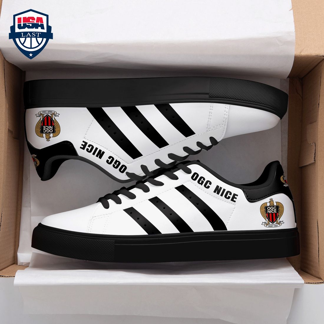 OGC Nice Black Stripes Stan Smith Low Top Shoes