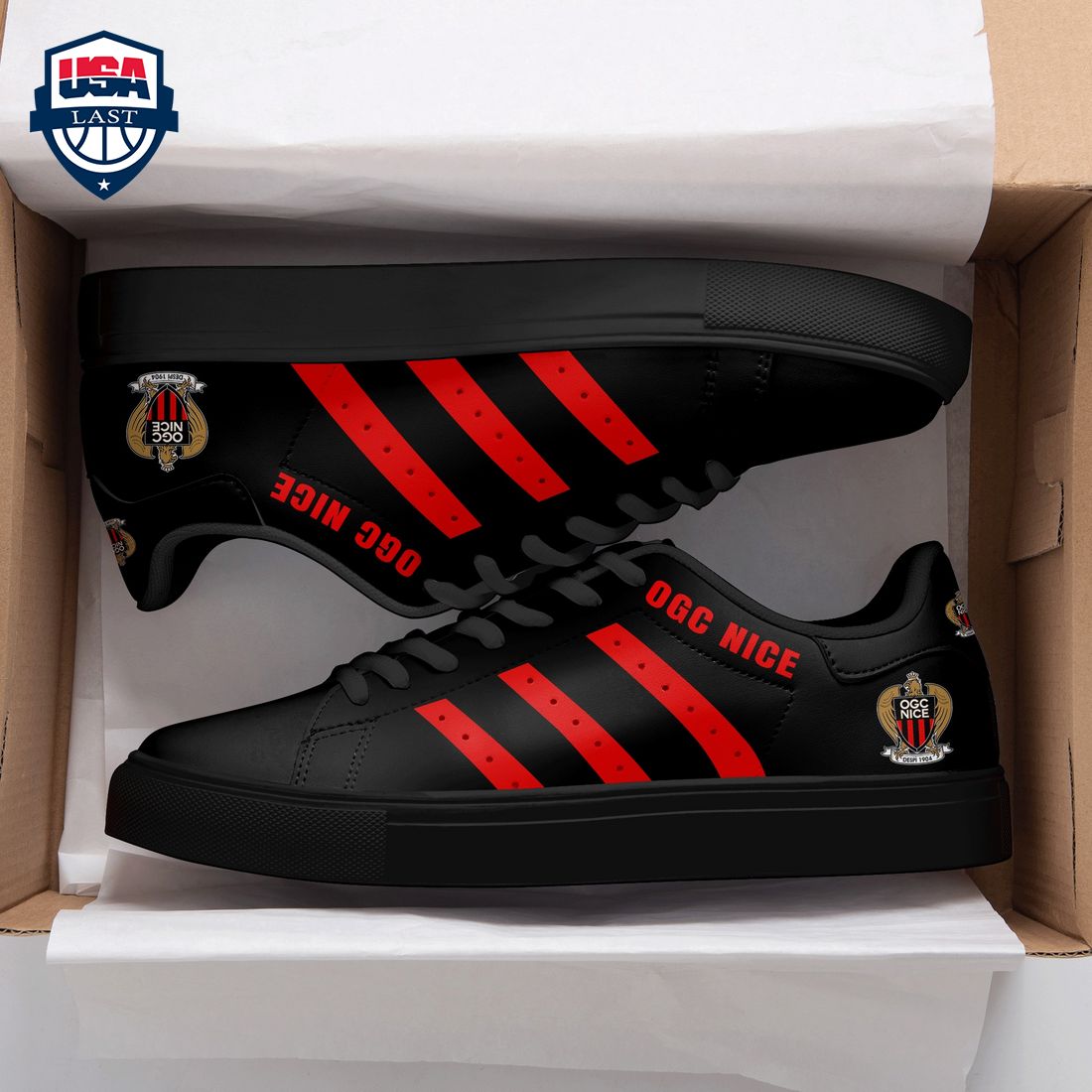 OGC Nice Red Stripes Style 1 Stan Smith Low Top Shoes