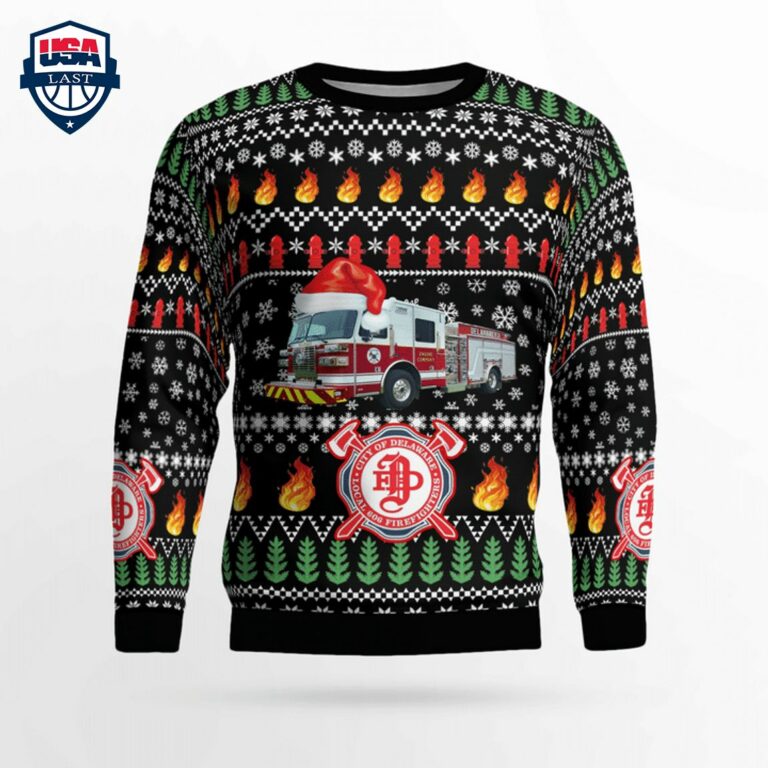 Ohio City Of Delaware Fire Department 3D Christmas Sweater - Rocking picture