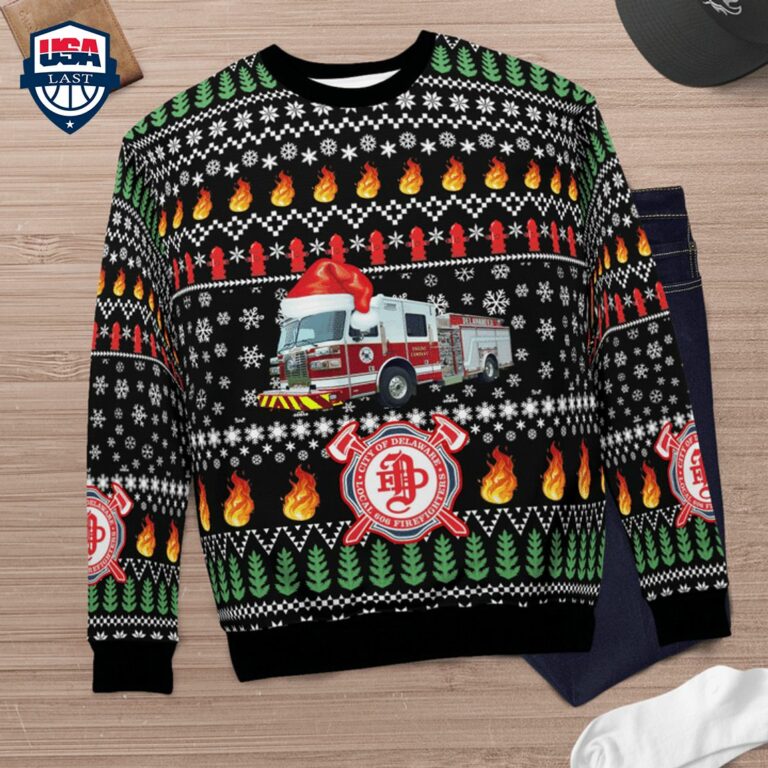Ohio City Of Delaware Fire Department 3D Christmas Sweater - Gang of rockstars