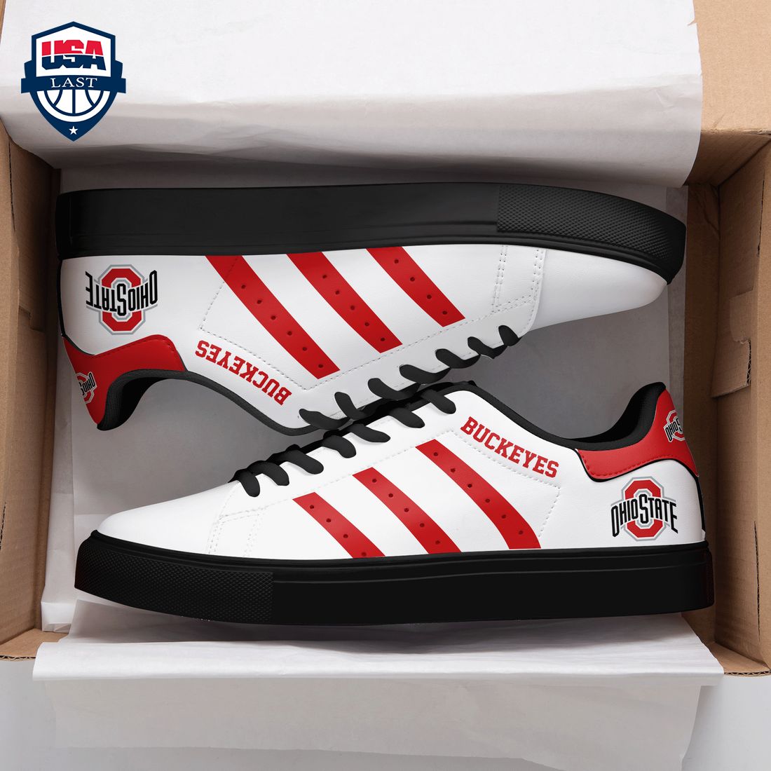 Ohio State Buckeyes Red Stripes Stan Smith Low Top Shoes