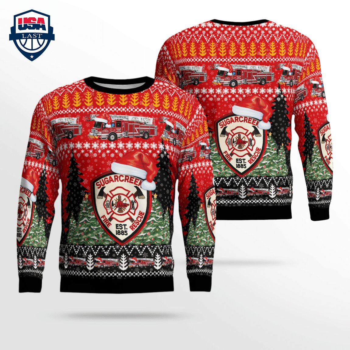 Ohio Sugarcreek Fire & Rescue 3D Christmas Sweater
