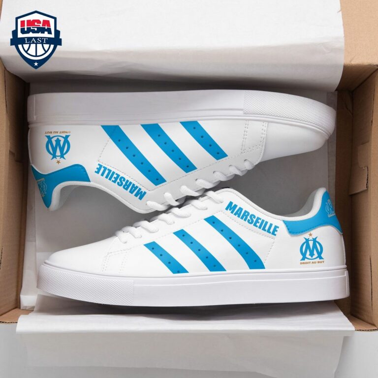 Olympique Marseille Aqua Blue Stripes Stan Smith Low Top Shoes - Good one dear