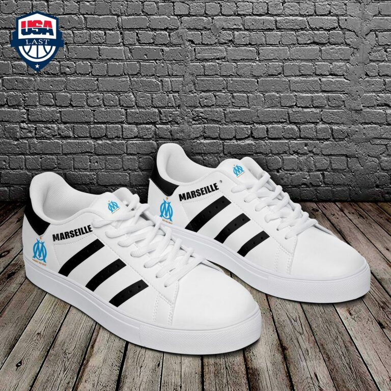 Olympique Marseille Black Stripes Stan Smith Low Top Shoes - Handsome as usual