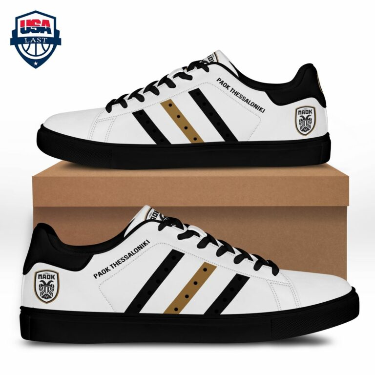 PAOK FC Black Brown Stripes Style 1 Stan Smith Low Top Shoes - Nice Pic