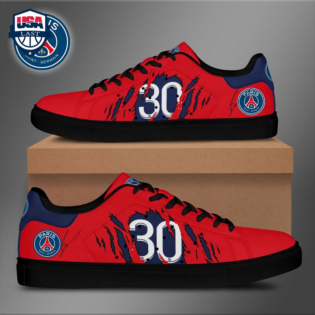Paris Saint-Germain Messi 30 Signature Red Stan Smith Low Top Shoes