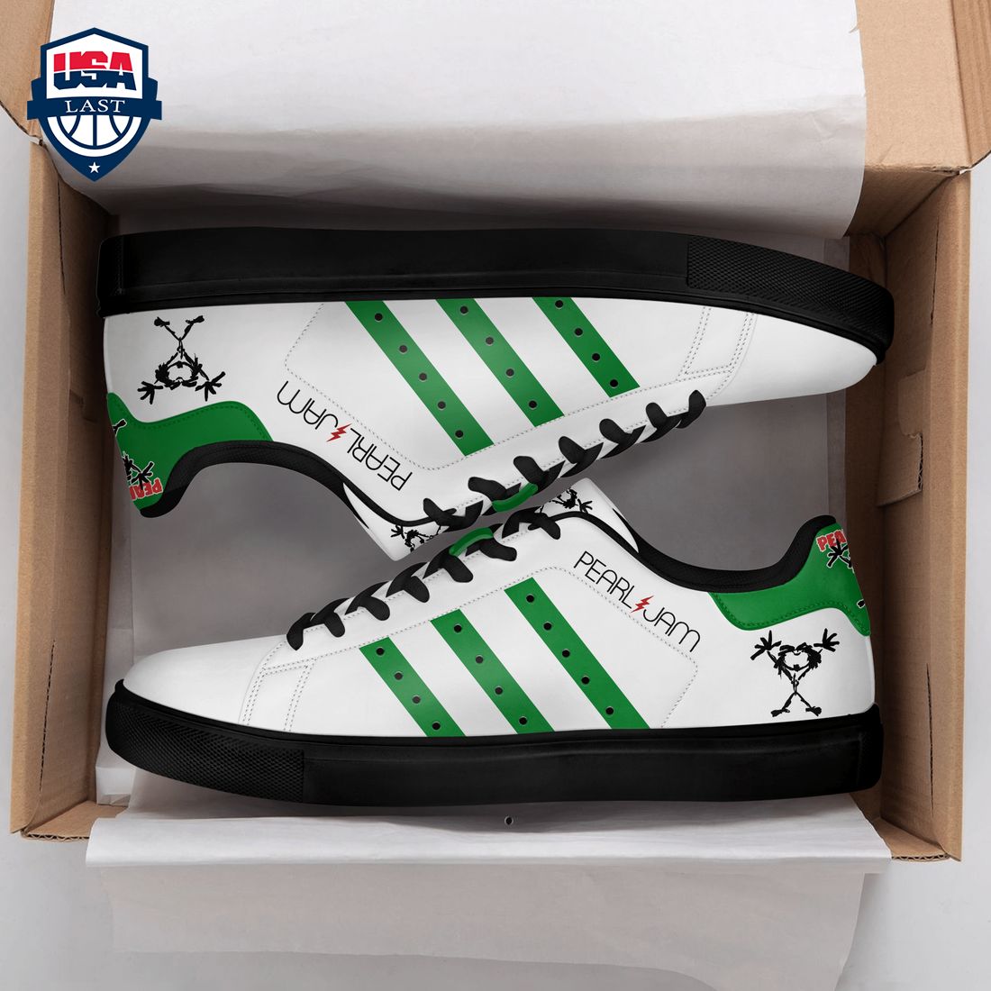 Pearl Jam Green Stripes Style 1 Stan Smith Low Top Shoes