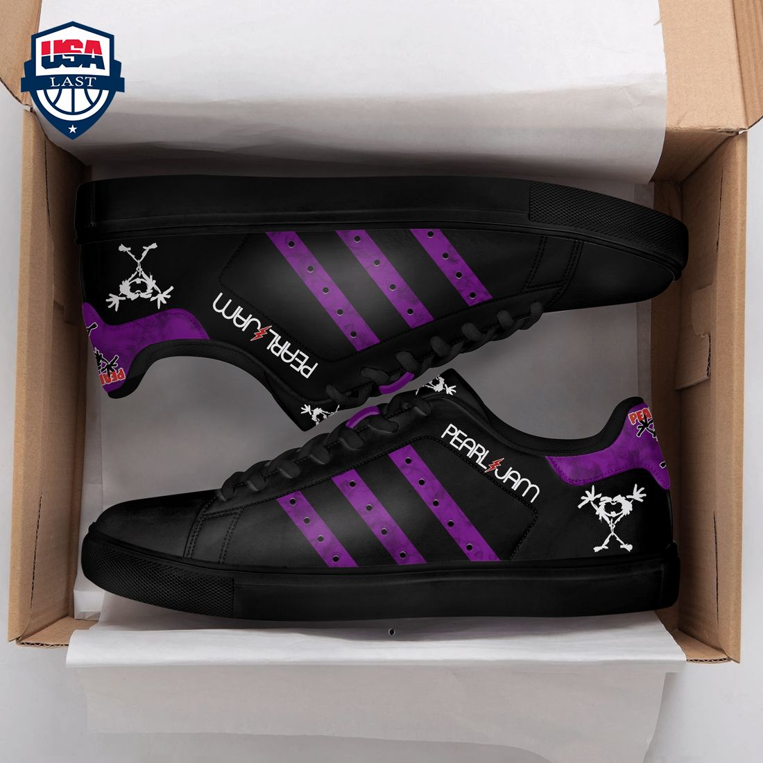 Pearl Jam Purple Stripes Stan Smith Low Top Shoes