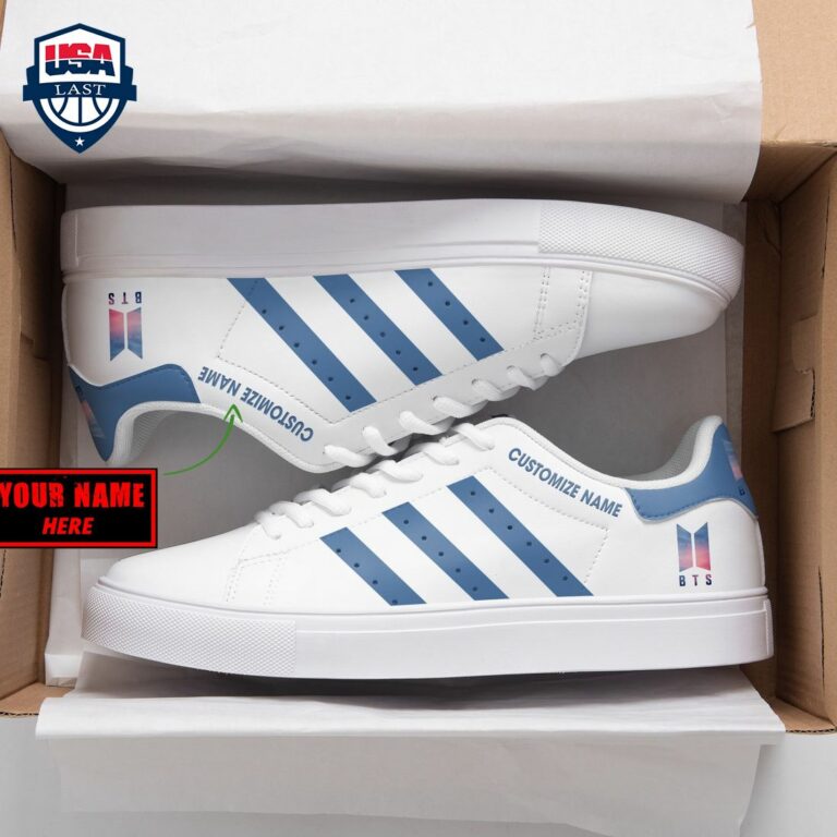 Personalized BTS Blue Stripes Stan Smith Low Top Shoes - Nice elegant click