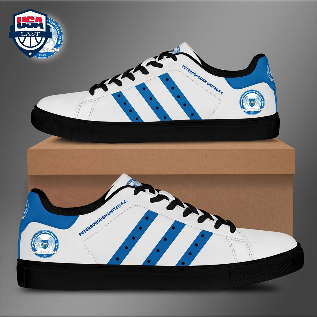 Peterborough United FC Navy Stripes Style 2 Stan Smith Low Top Shoes