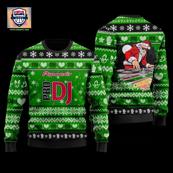 Here’s Pioneer DJ Green 3D Faux Wool Ugly Sweater