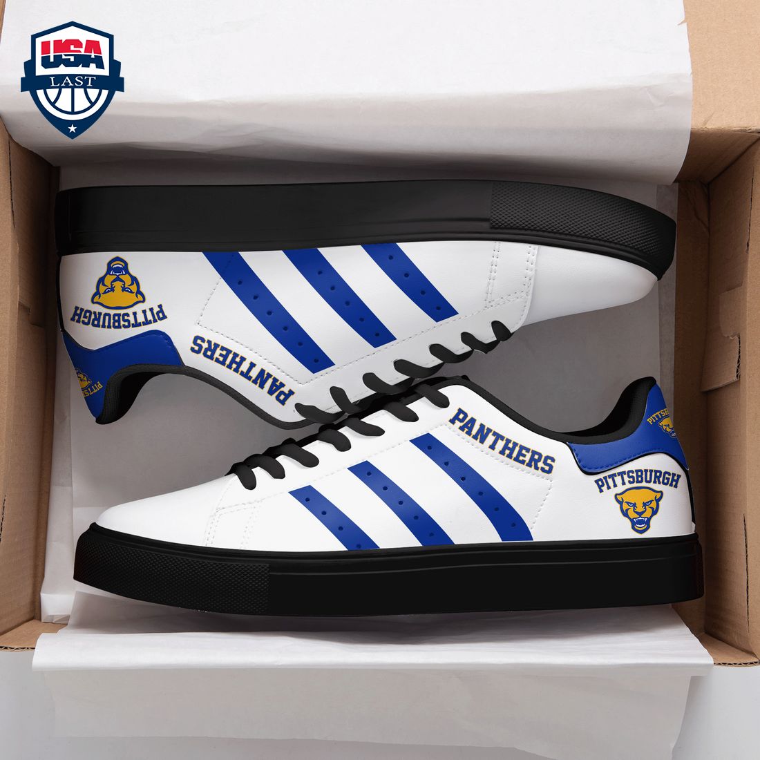 Pittsburgh Panthers Blue Stripes Stan Smith Low Top Shoes