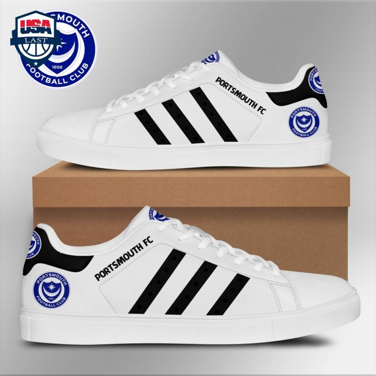 Portsmouth FC Black Stripes Stan Smith Low Top Shoes - Nice bread, I like it