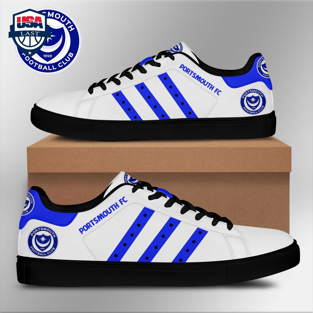 Portsmouth FC Blue Stripes Style 1 Stan Smith Low Top Shoes