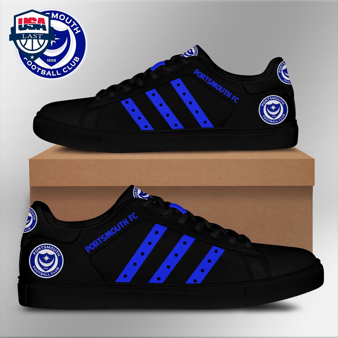 Portsmouth FC Blue Stripes Style 2 Stan Smith Low Top Shoes