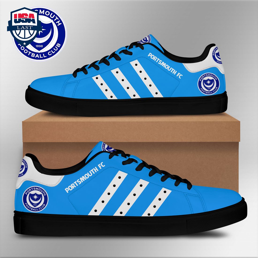 Portsmouth FC White Stripes Stan Smith Low Top Shoes