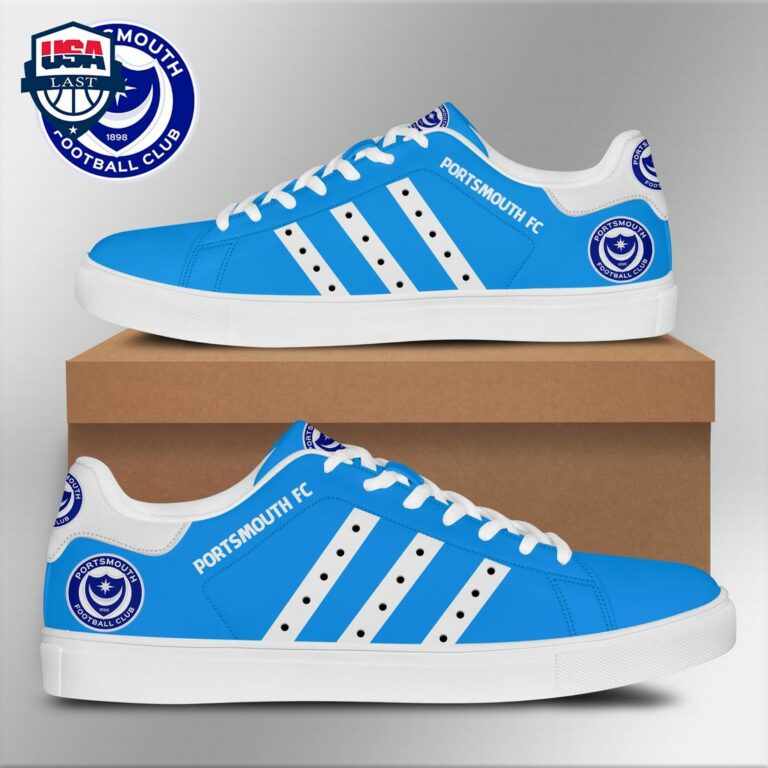 Portsmouth FC White Stripes Stan Smith Low Top Shoes - Selfie expert