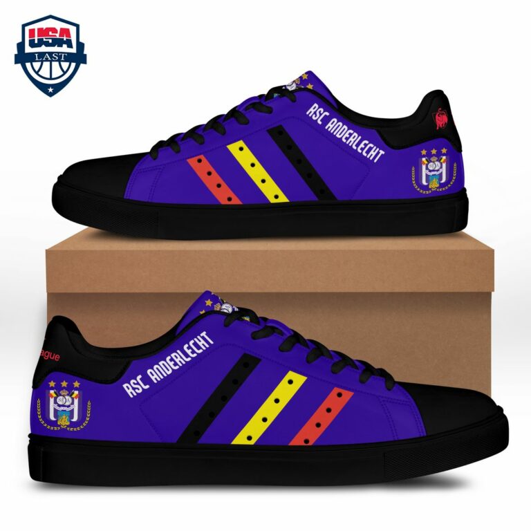 R.S.C. Anderlecht Black Yellow Red Stripes Stan Smith Low Top Shoes - Cool DP