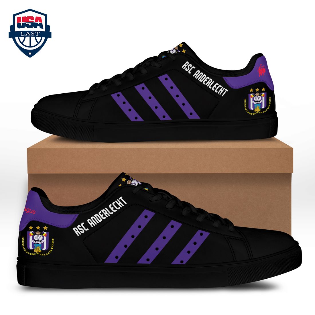 R.S.C. Anderlecht Purple Stripes Stan Smith Low Top Shoes - Damn good