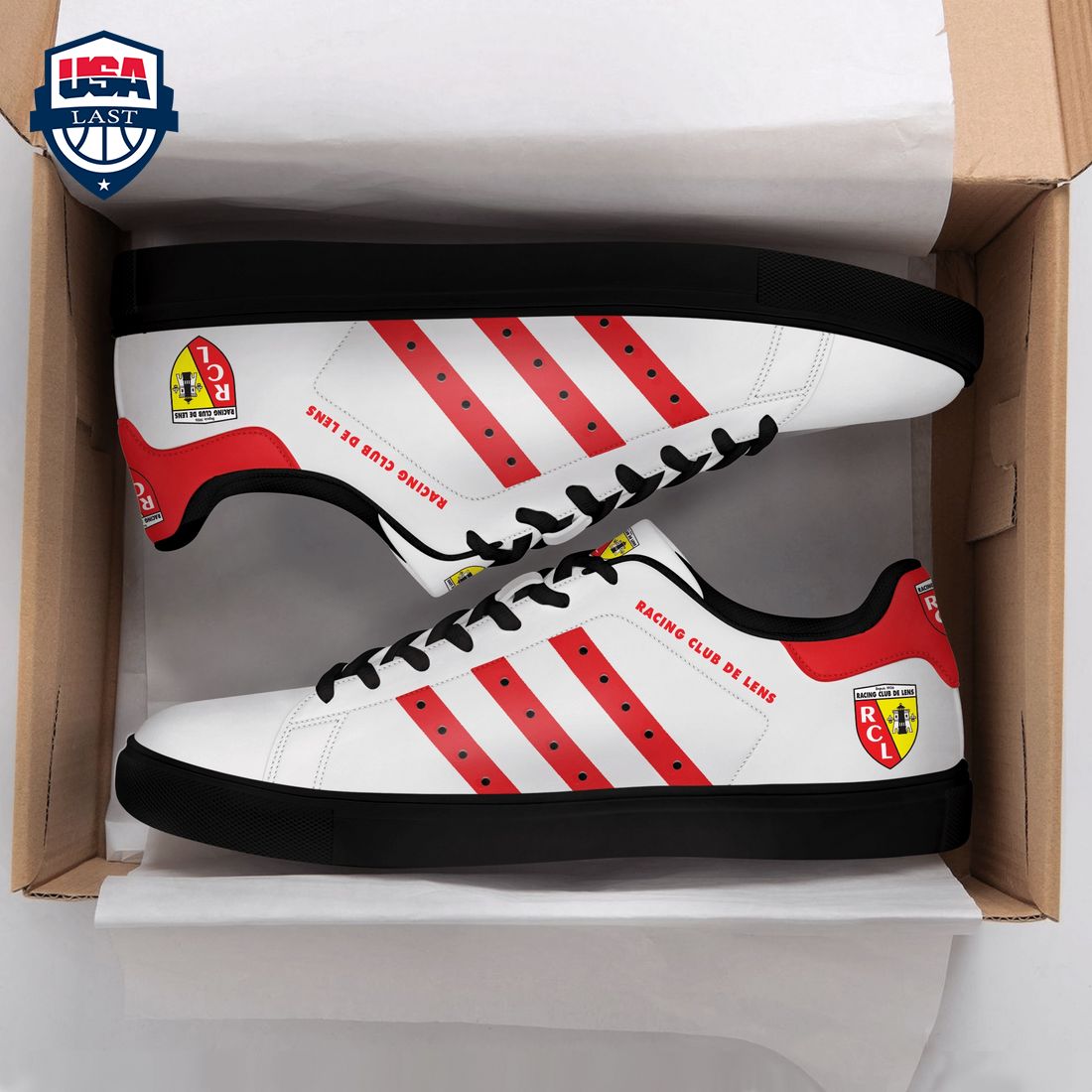 Racing Club De Lens Red Stripes Style 1 Stan Smith Low Top Shoes