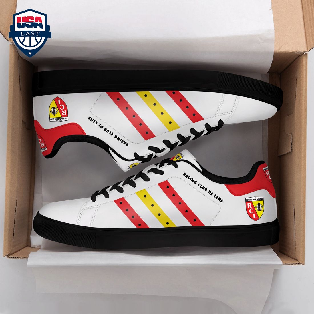 Racing Club De Lens Red Yellow Stripes Stan Smith Low Top Shoes