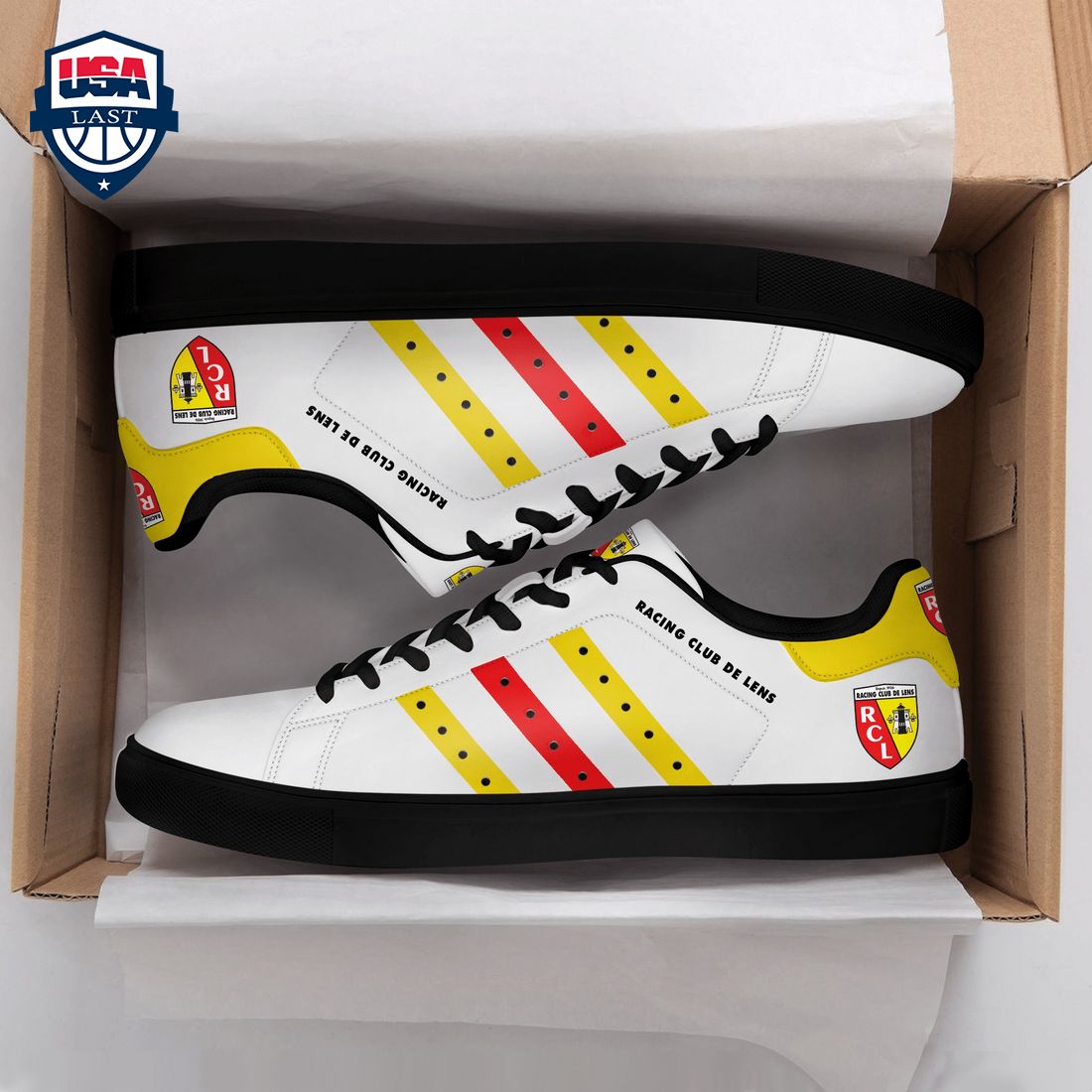 Racing Club De Lens Yellow Red Stripes Stan Smith Low Top Shoes