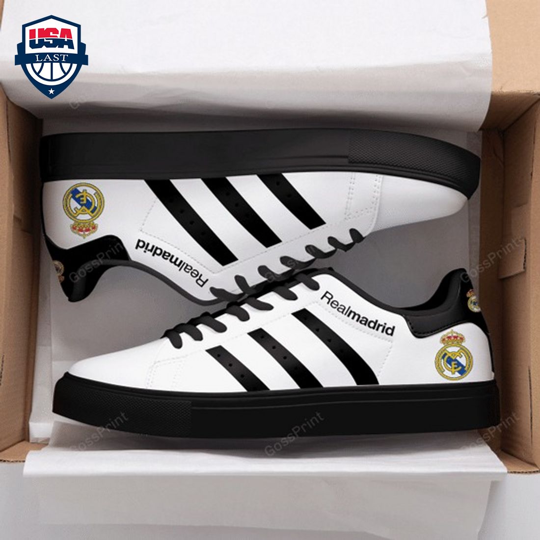 Real Madrid Black Stripes Stan Smith Low Top Shoes