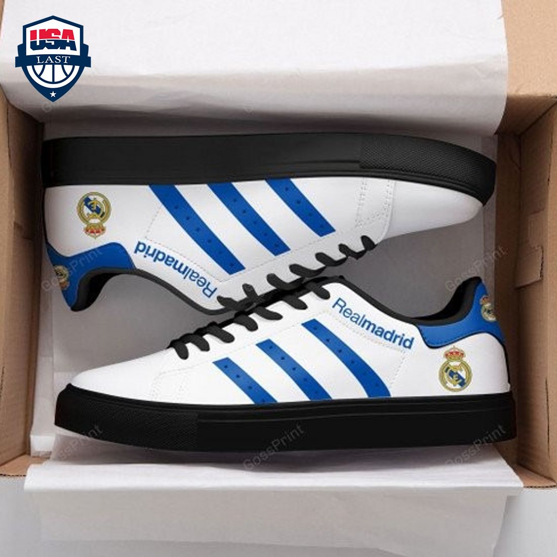 Real Madrid Blue Stripes Stan Smith Low Top Shoes