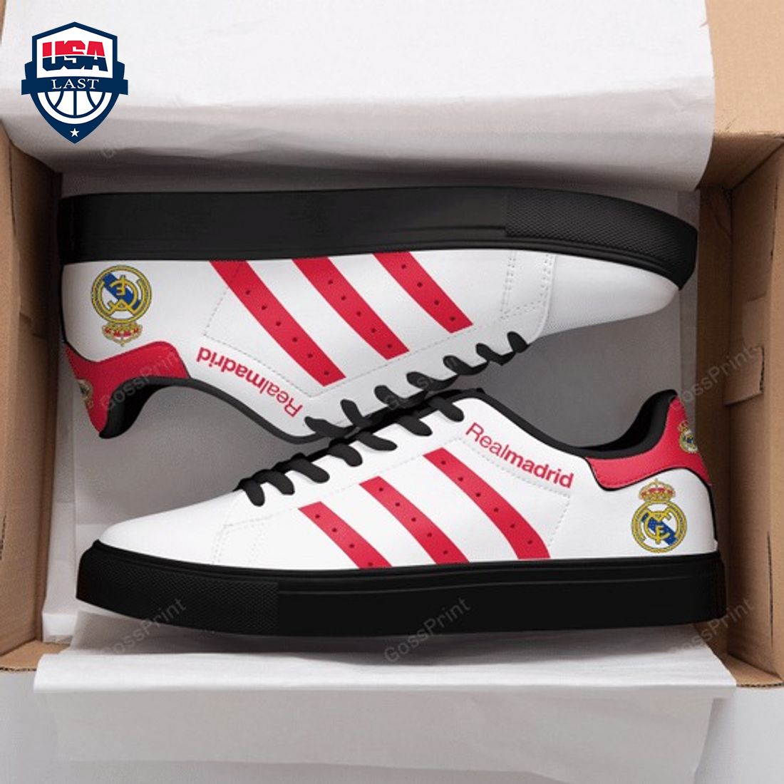 Real Madrid Pink Stripes Stan Smith Low Top Shoes