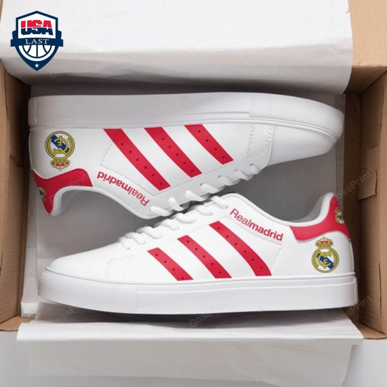 Real Madrid Pink Stripes Stan Smith Low Top Shoes - Nice Pic
